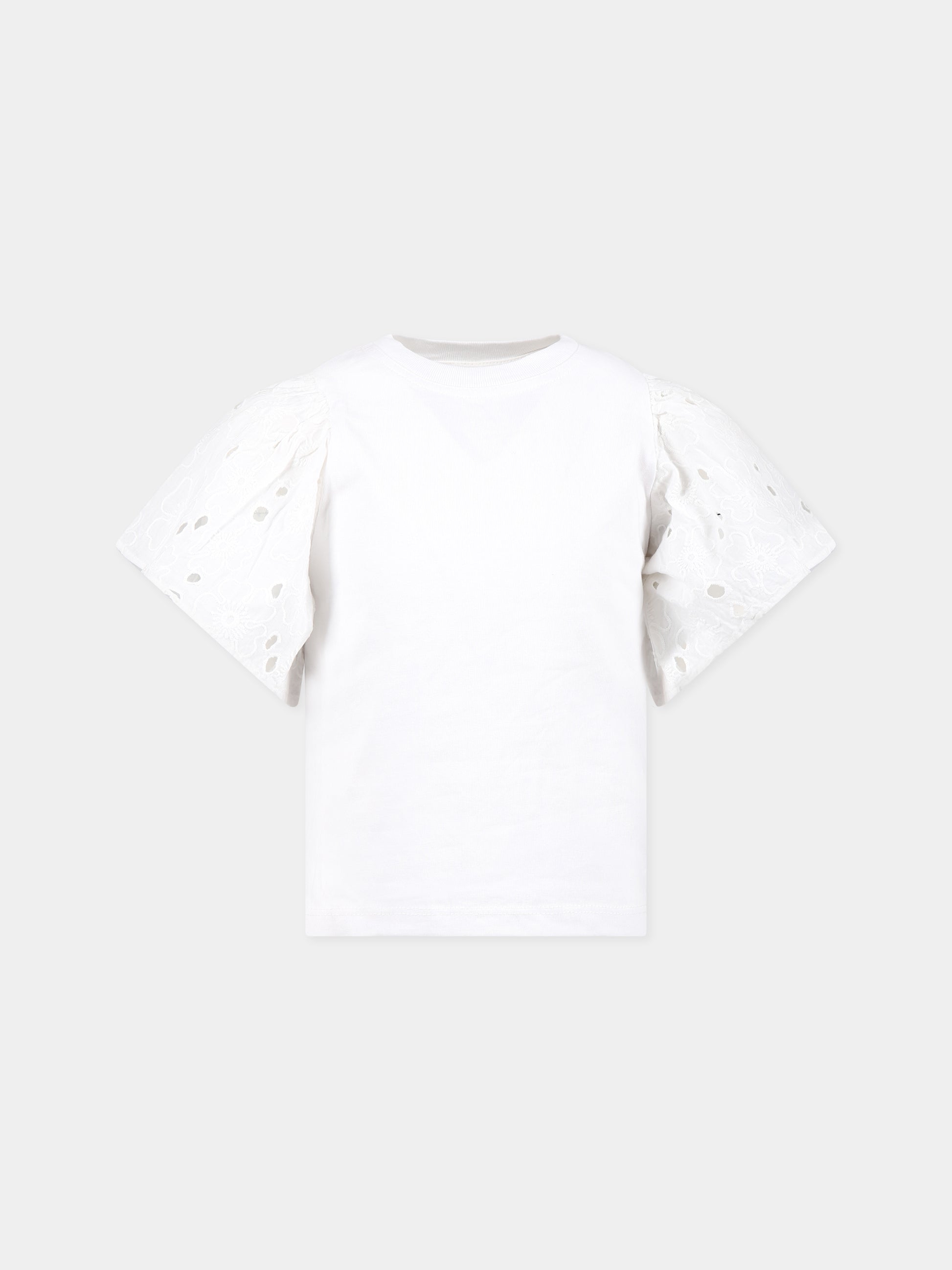 T-shirt bianca per bambina con rouches,Molo,2S23A204 0000