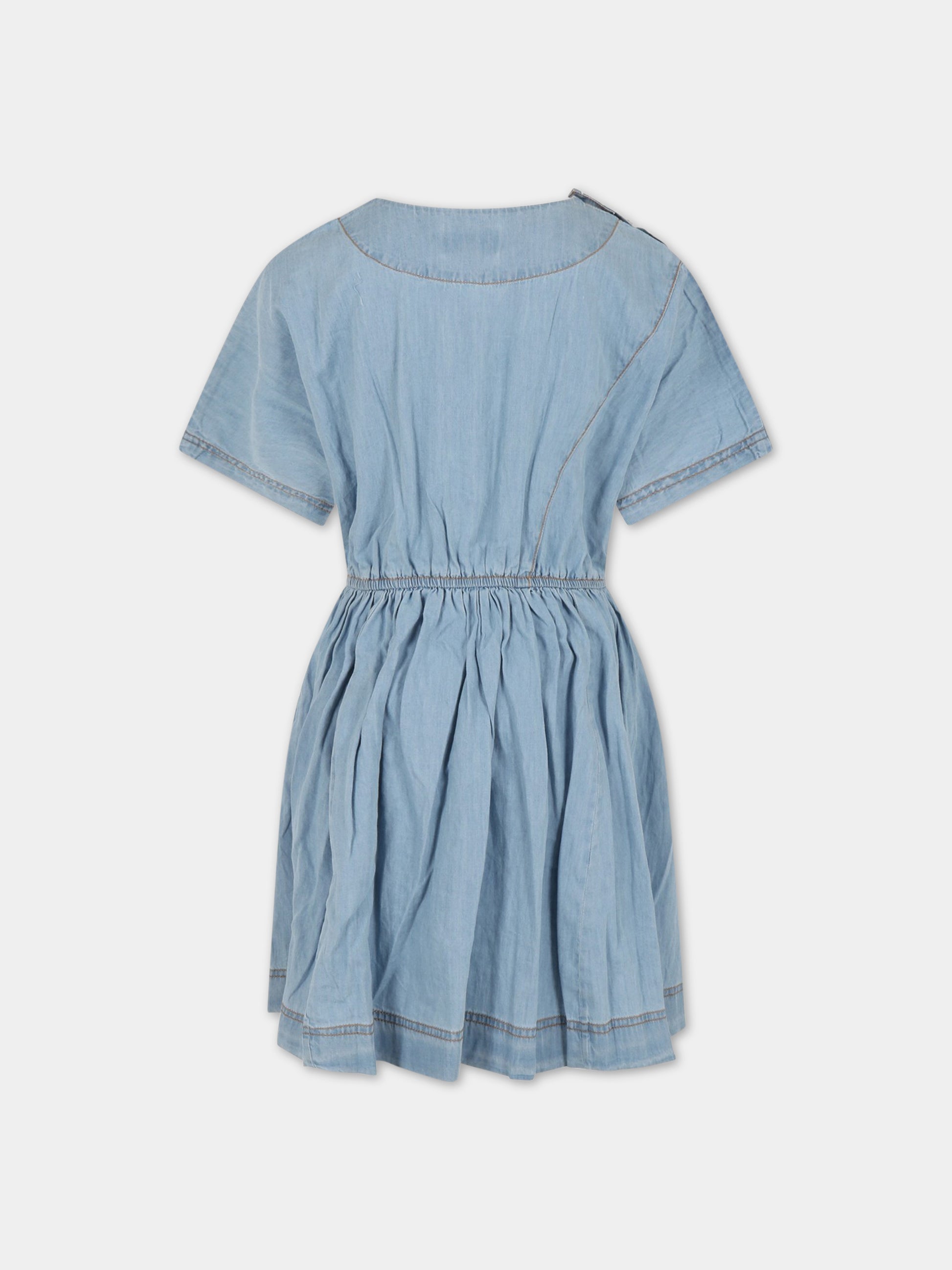 Vestito celeste per bambina con patch logato,Molo,2S23E111 8746