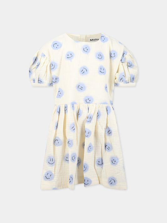 Vestito avorio per bambinaa con smile all-over,Molo,2S23E114 6764