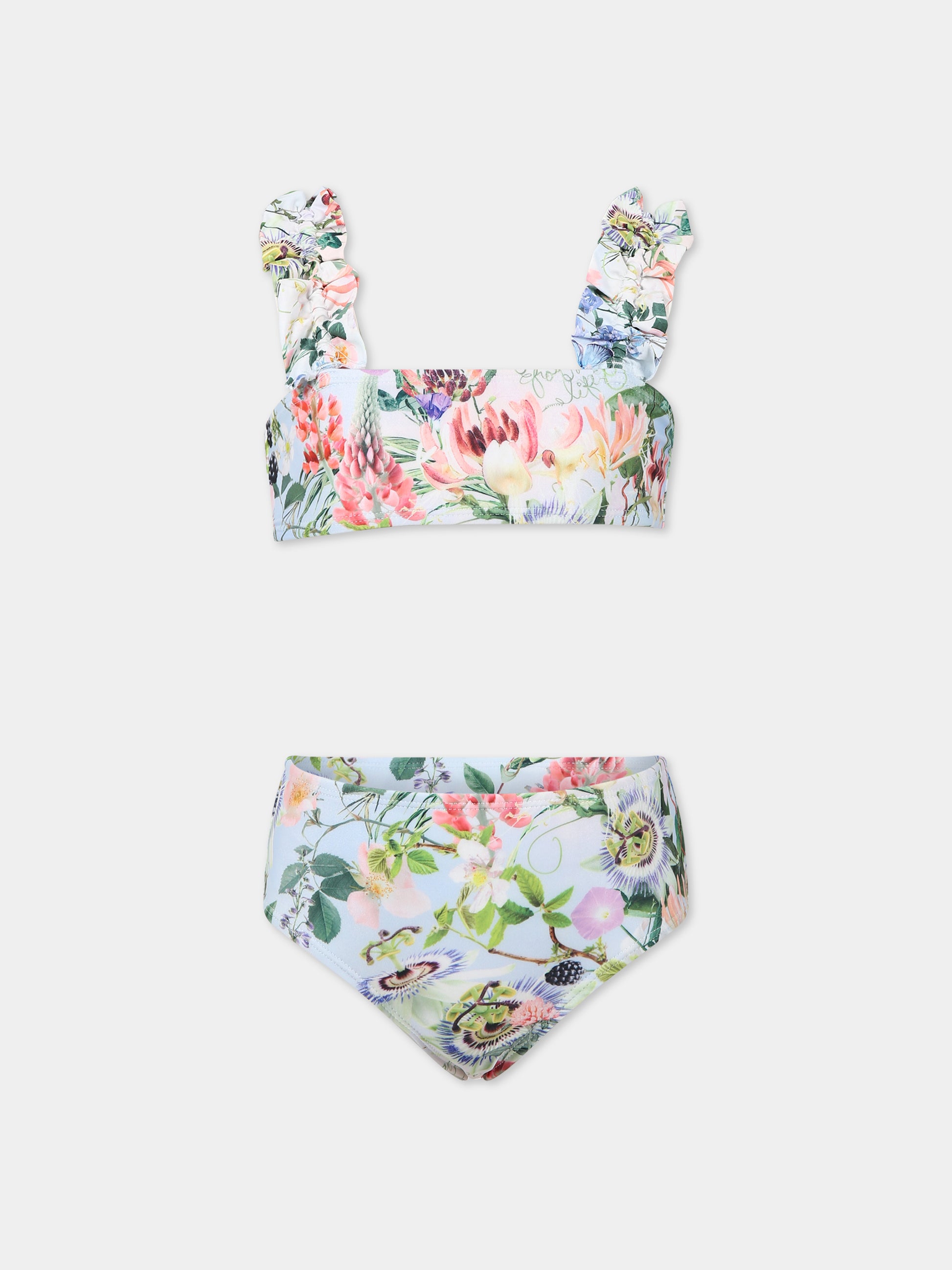 Bikini multicolor per bambina con stampa fiori e farfalle,Molo,8S23P102 6682