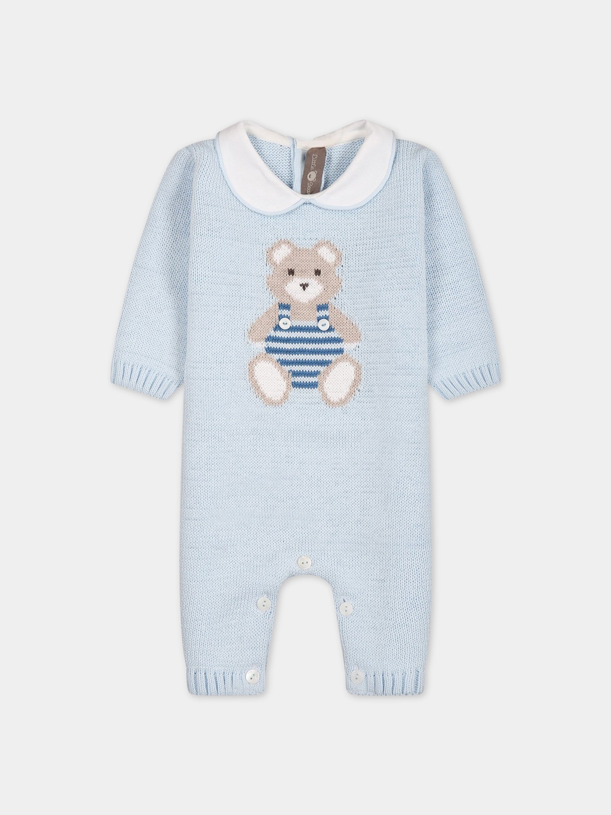 Pagliaccetto celeste per neonato con orso,Little Bear,6125 CIELO