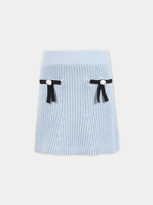 Gonna celeste per bambina con fiocchi neri,Self-portrait,RS23 728SK BL 22458564