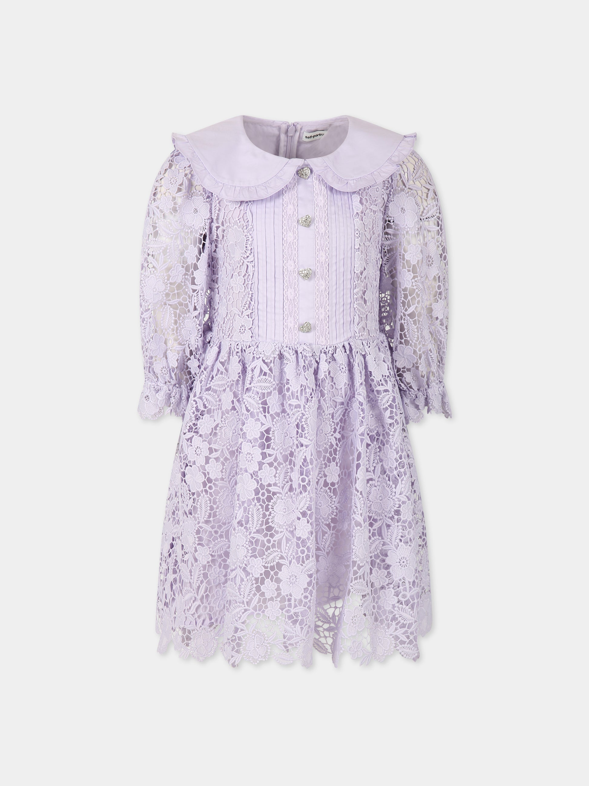 Vestito viola per bambina con fiori in pizzo,Self-portrait,RS23 719S L 22458531