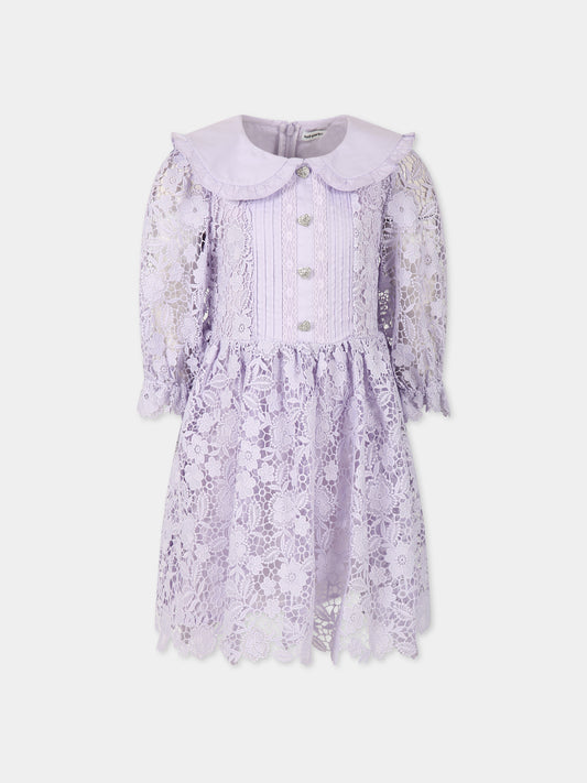 Vestito viola per bambina con fiori in pizzo,Self-portrait,RS23 719S L 22458531