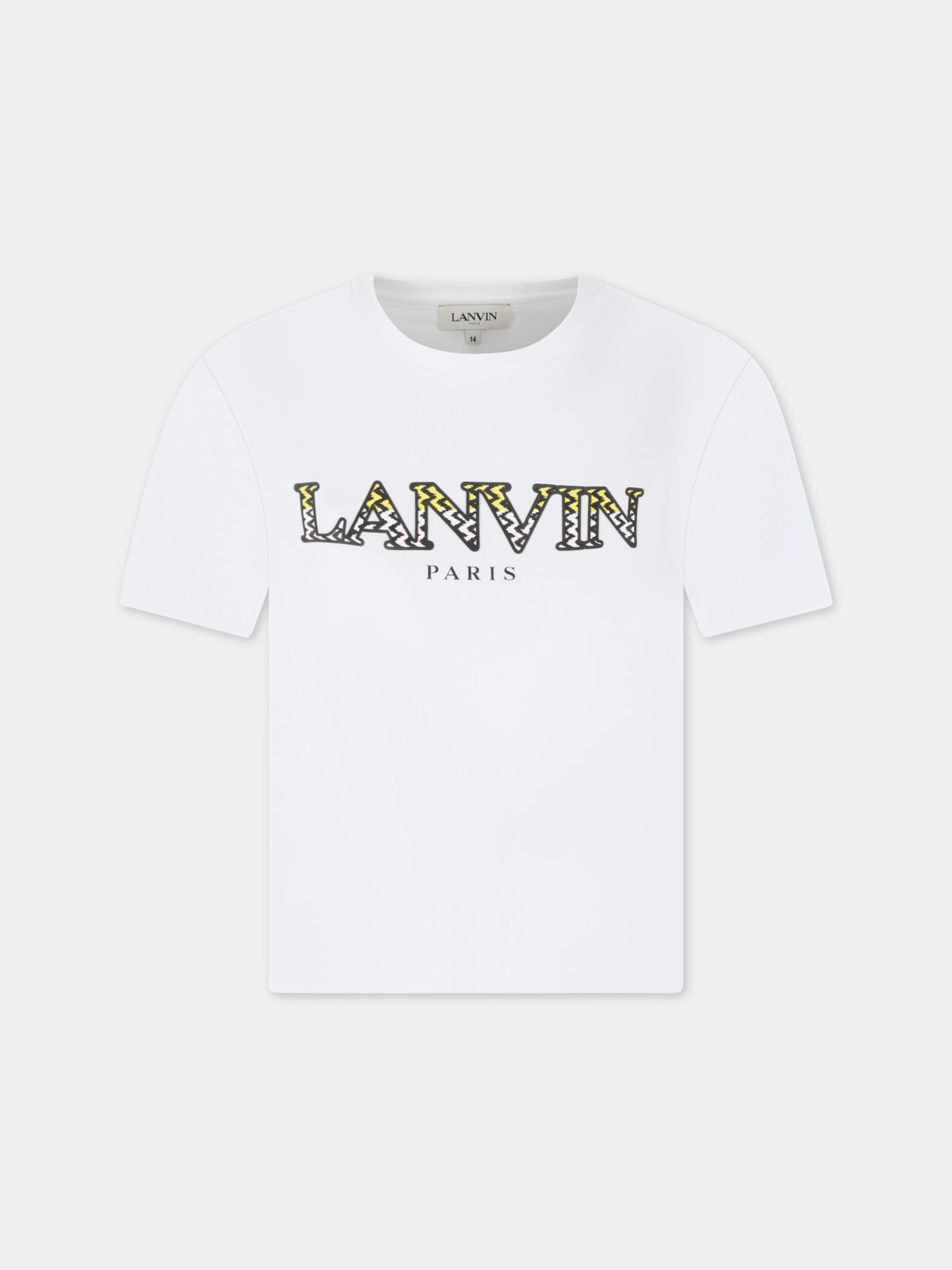T-shirt bianca per bambina con logo multicolor,Lanvin Petite,N15083 10P