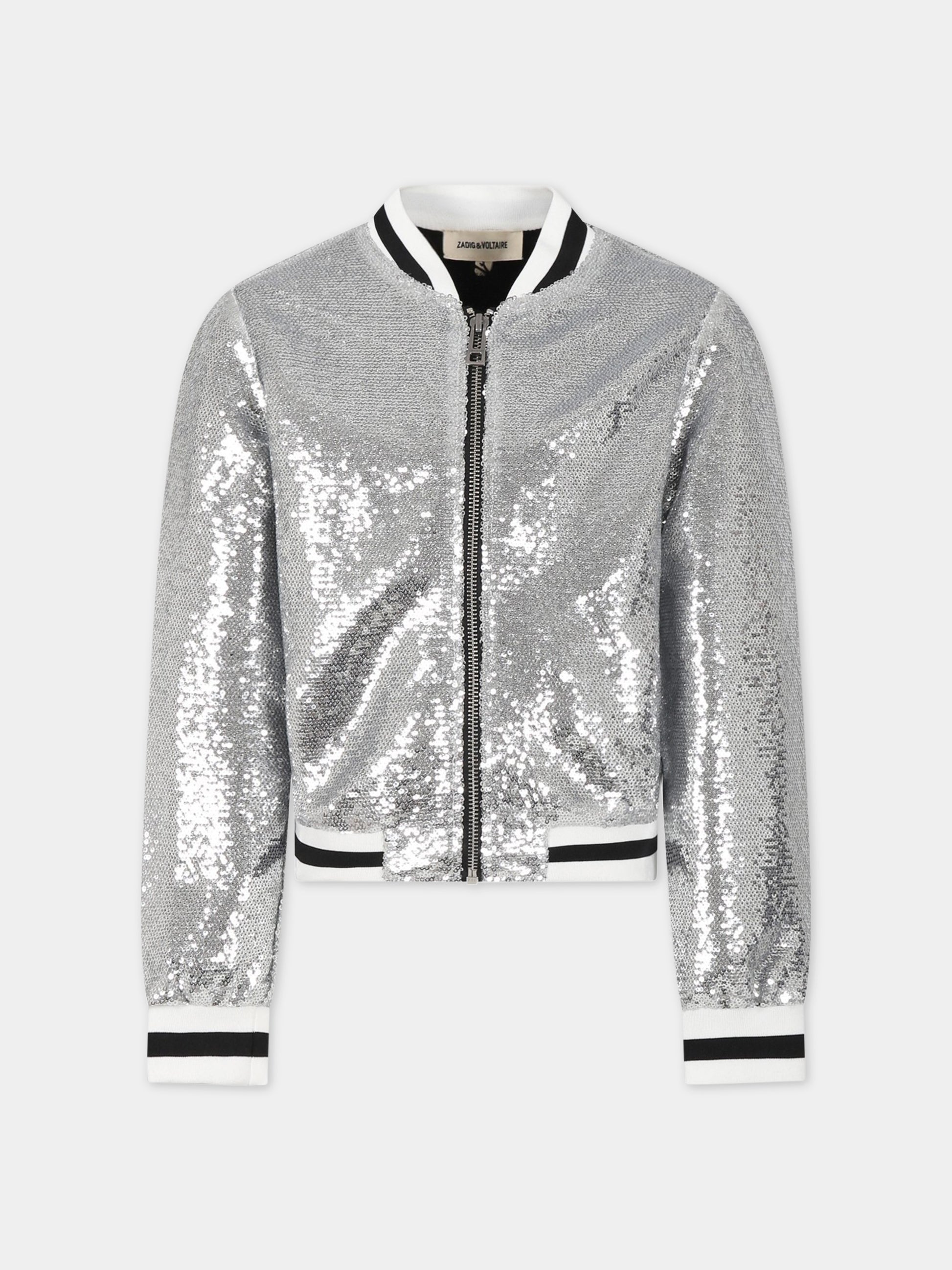 Giacca argentata con paillettes per bambina,Zadig & Voltaire Kids,X16104 016