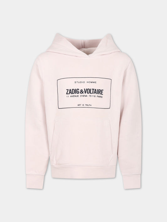 Felpa rosa con cappuccio per bambino,Zadig & Voltaire Kids,X25364 938