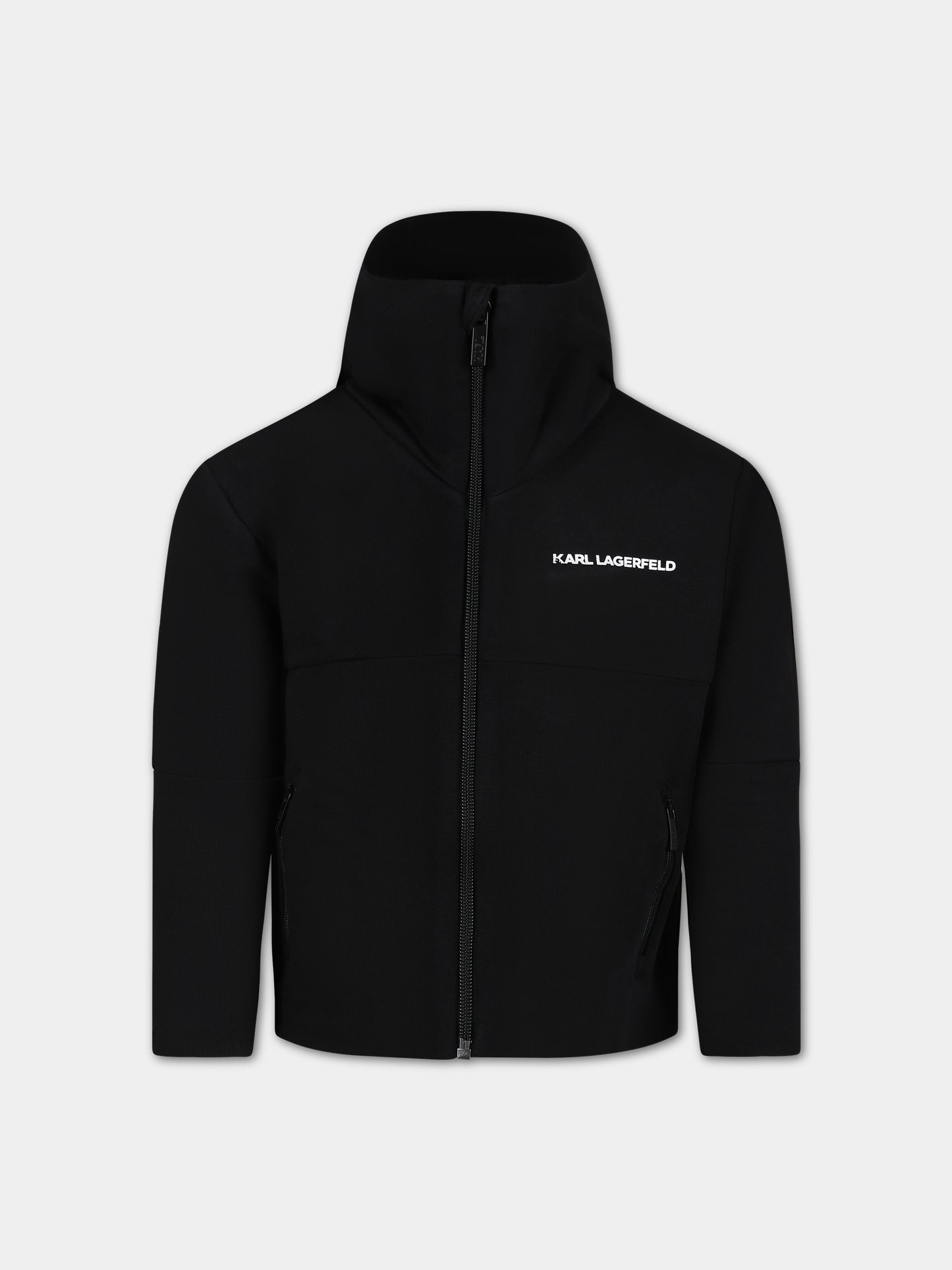 Felpa nera per bambino con stampa logo,Karl Lagerfeld Kids,Z25409 09B