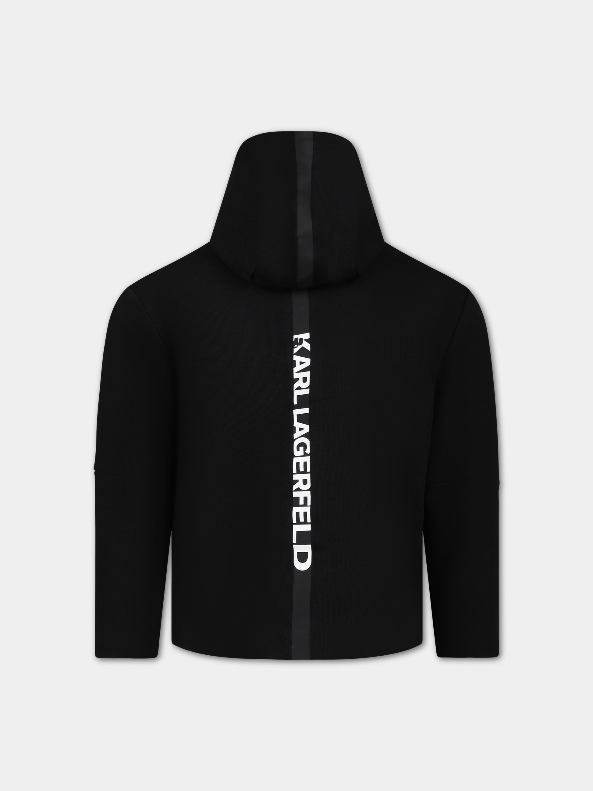 Felpa nera per bambino con stampa logo,Karl Lagerfeld Kids,Z25409 09B