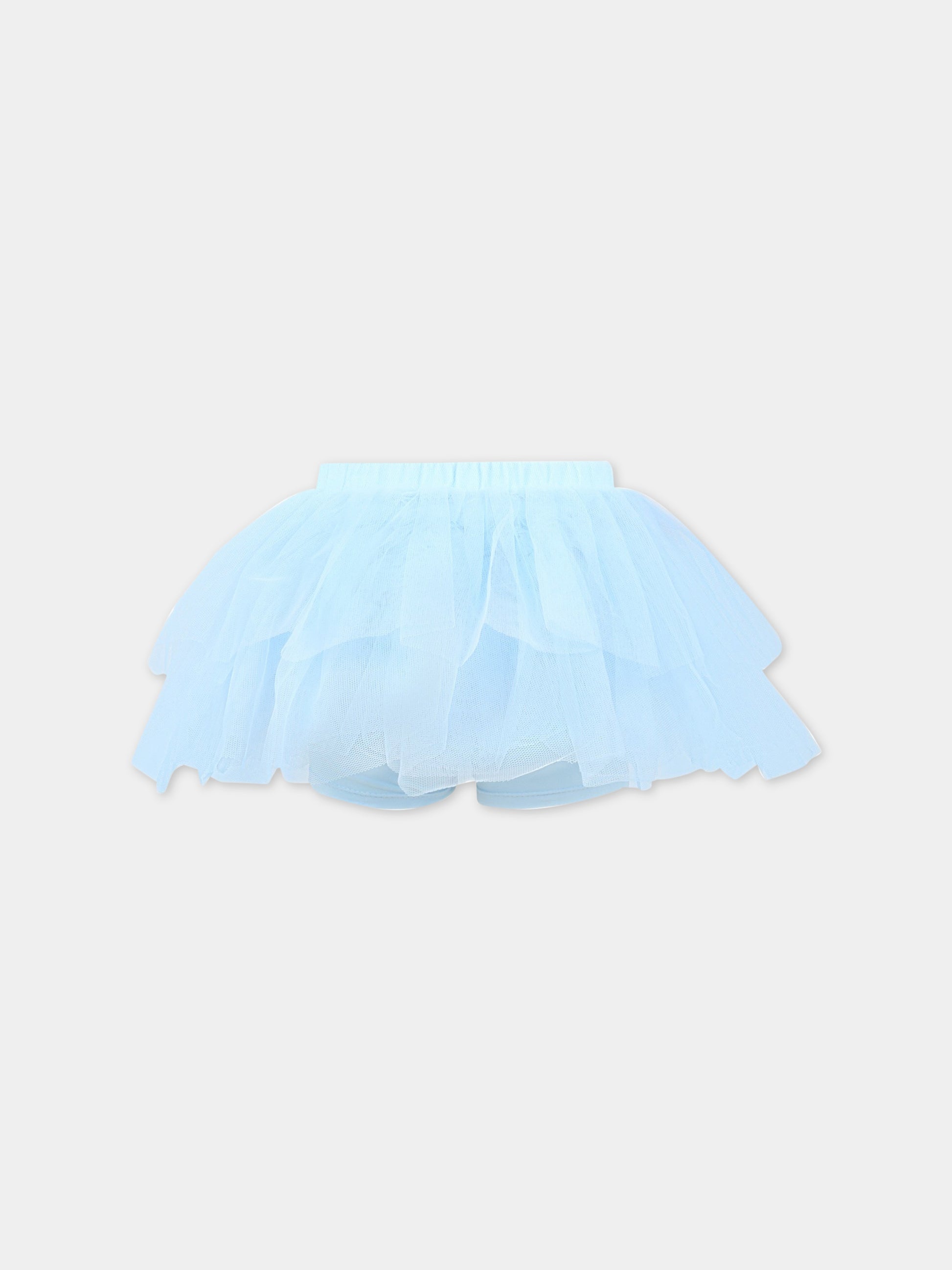 Gonna celeste per bambina con tulle,Philosophy,PJGO81 TU74 9012