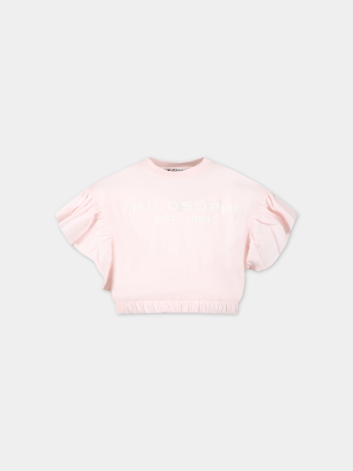 T-shirt rosa per bambina con logo,Philosophy,PJTS125 JE138 C018
