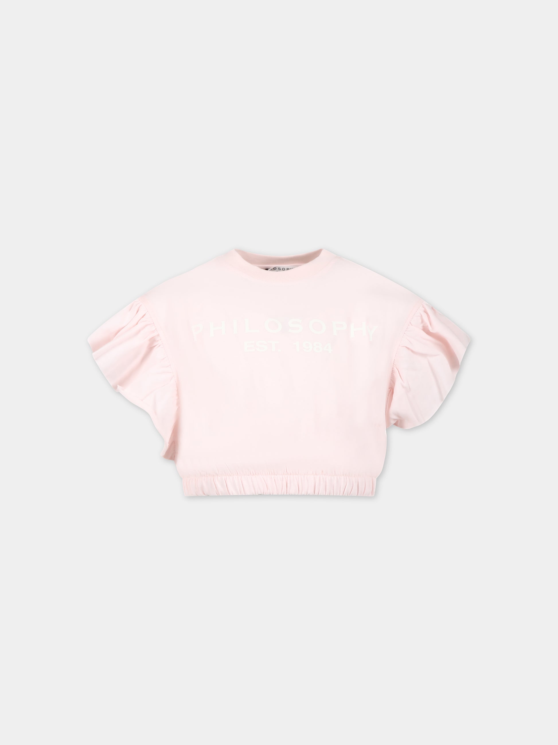 T-shirt rosa per bambina con logo,Philosophy,PJTS125 JE138 C018