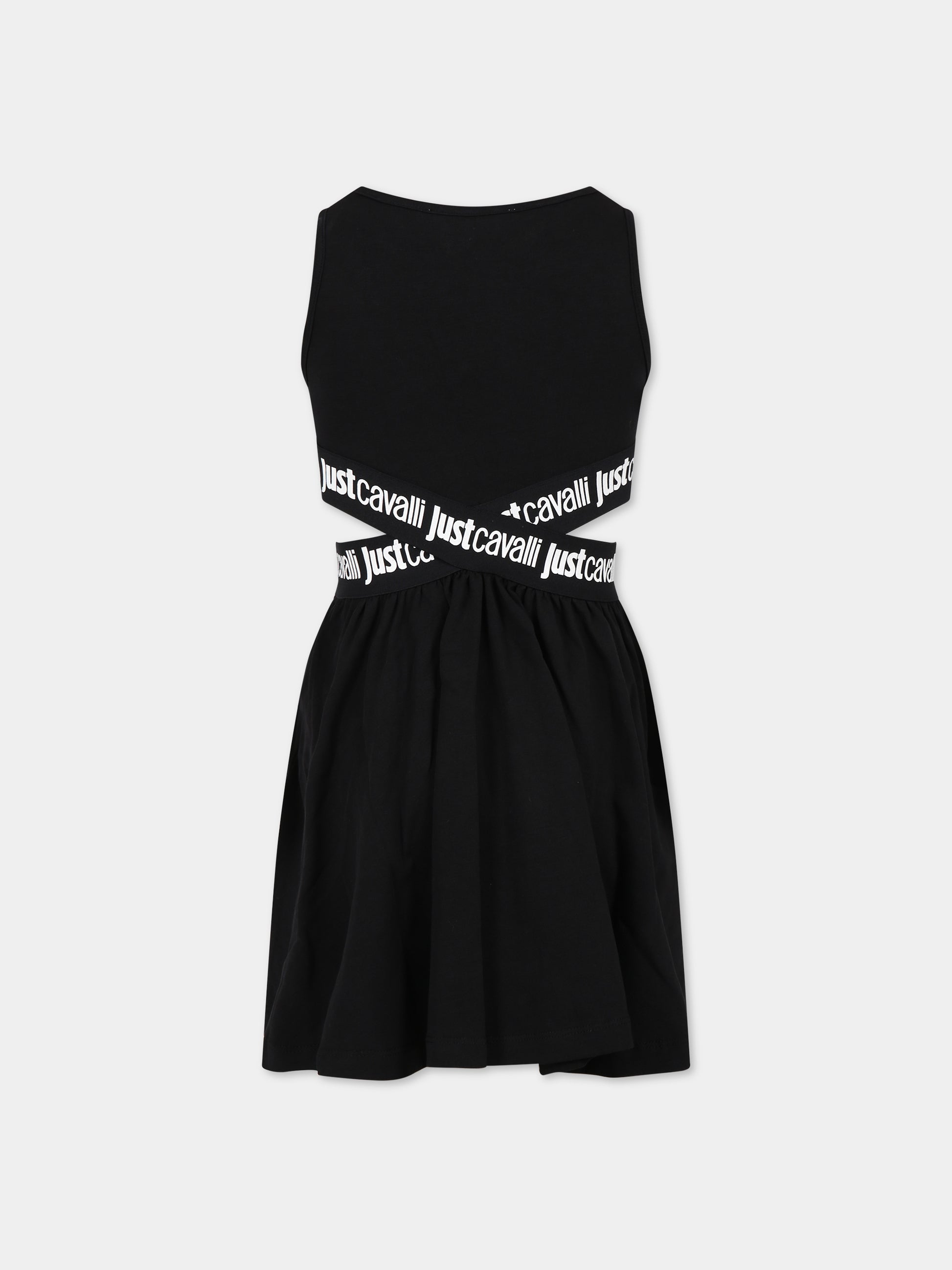 Vestito nero per bambina con logo,Just Cavalli,JFAB004 JE95 N004