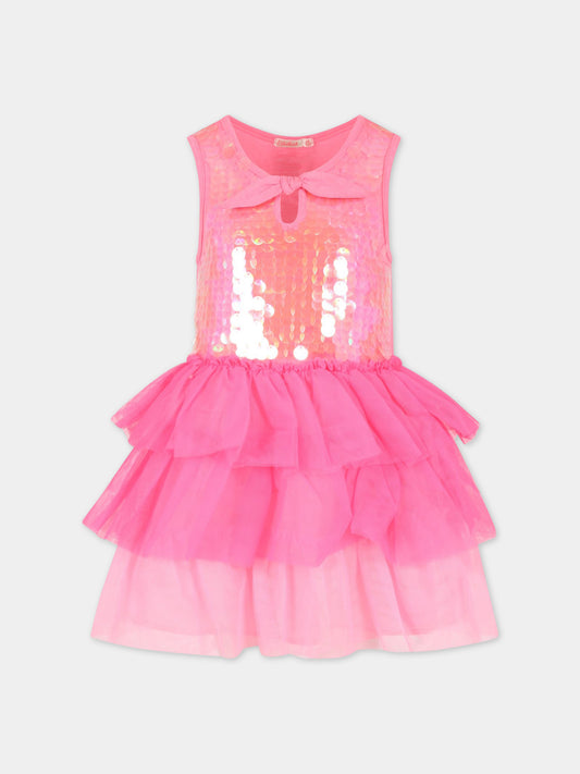 Vestito fucsia per bambina con paillettes,Billieblush,U12820 47A