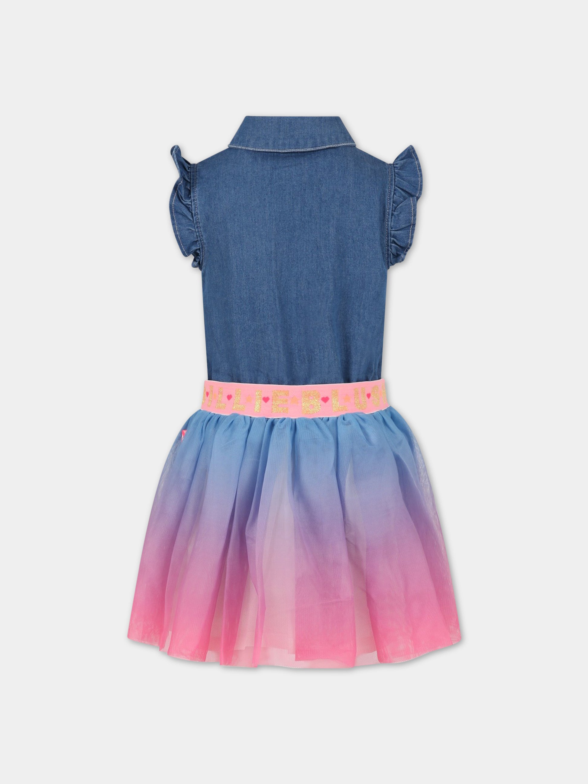 Vestito multicolor per bambina con banda logata,Billieblush,U12821 Z18