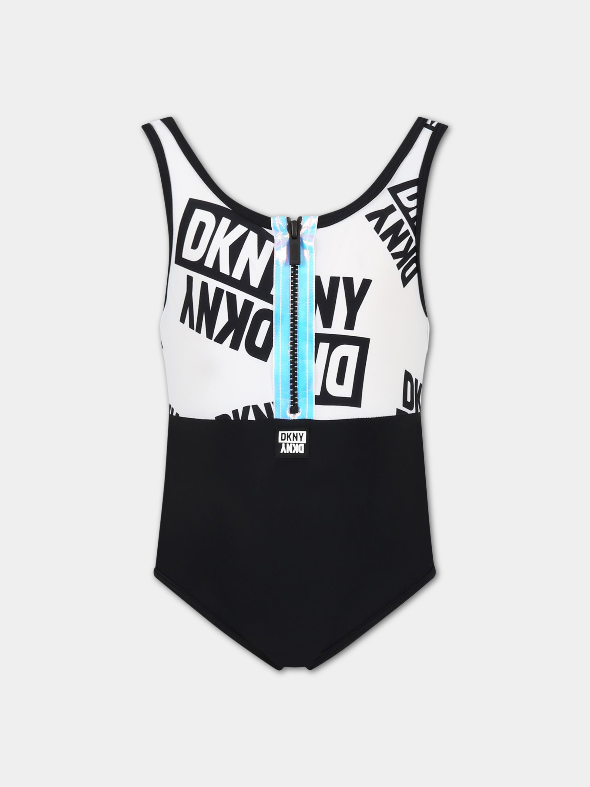 Costume multicolor intero per bambina con logo,Dkny,D37114 N50