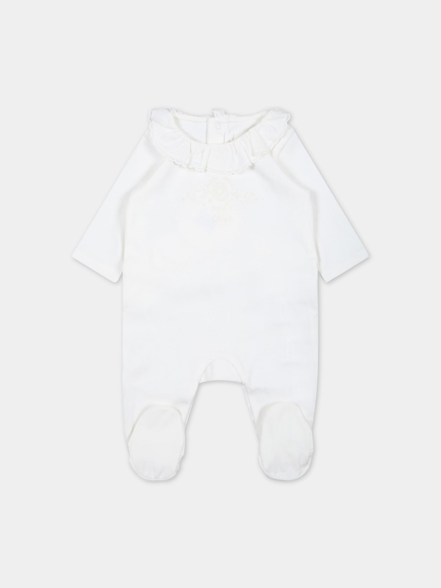 Set bianco per neonata con logo,Chloé Kids,C97302 117