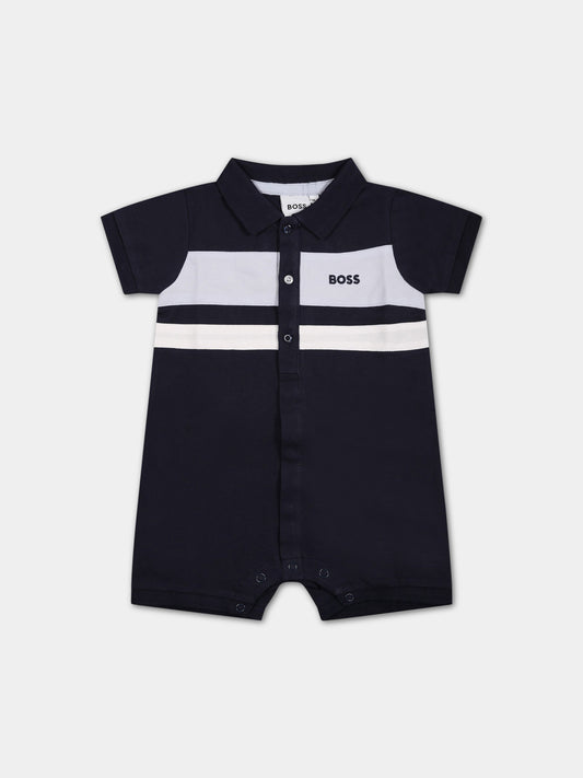 Pagliaccetto blu per neonato con logo,Boss,J94339 849