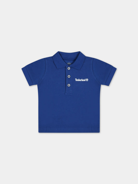 Polo blu per neonato con logo bianco,Timberland,T05K99 830