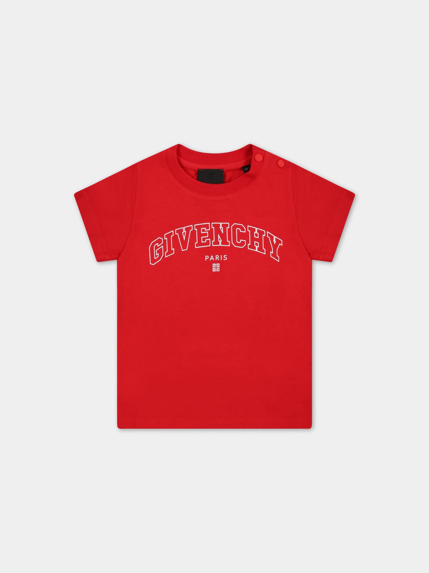 T-shirt rossa per neonati con logo bianco,Givenchy Kids,H05248 991