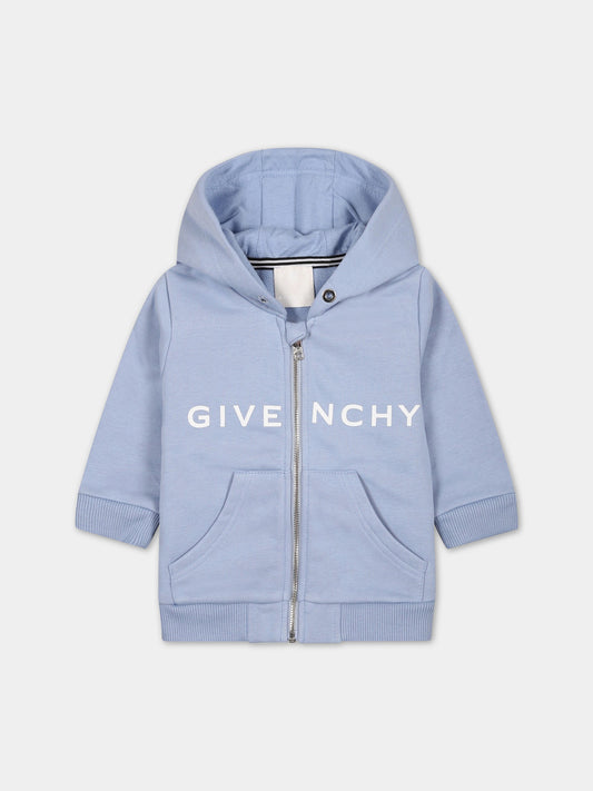 Felpa celeste per neonato con iconico logo,Givenchy Kids,H05254 790