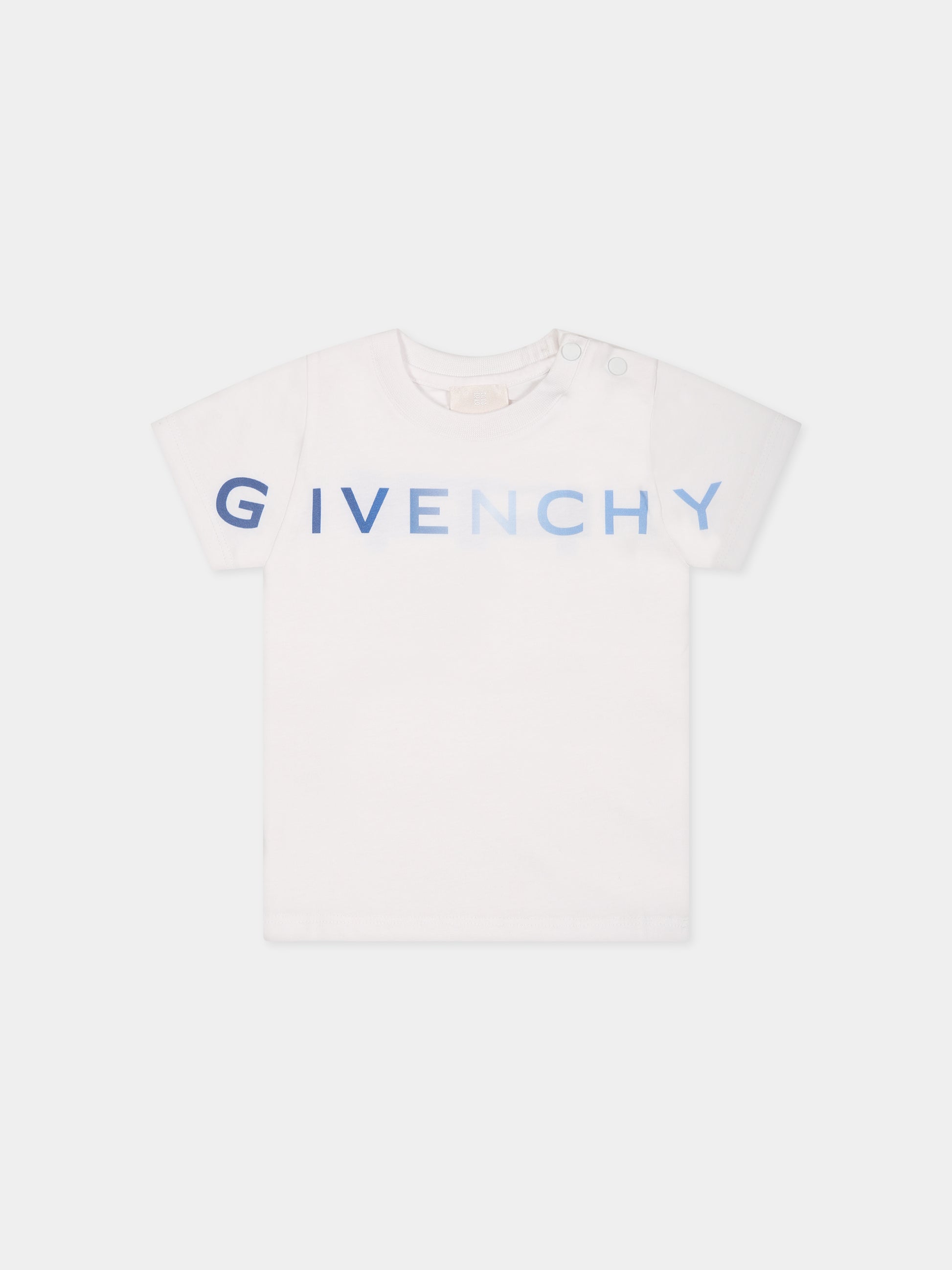 T-shirt bianca per neonato con logo e motivo 4G,Givenchy Kids,H05249 10P