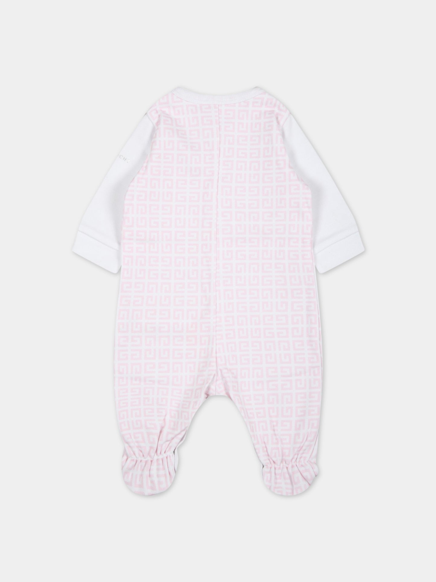 Tutina bianca per neonata con logo rosa,Givenchy Kids,H97086 44Z