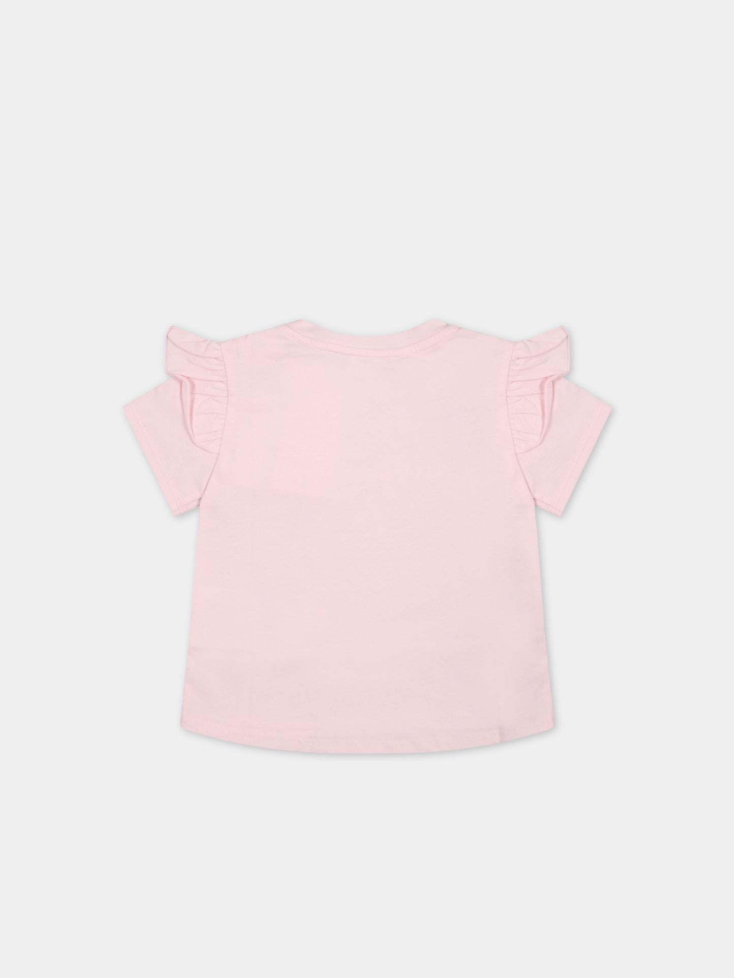 T-shirt rosa per neonata con logo argentato,Givenchy Kids,H05256 44Z