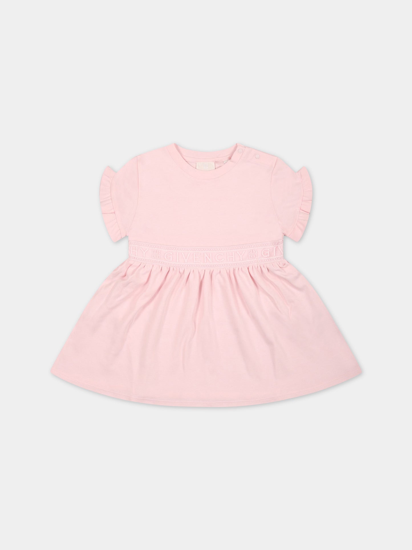 Vestito rosa per neonata con fascia logata,Givenchy Kids,H02099 44Z
