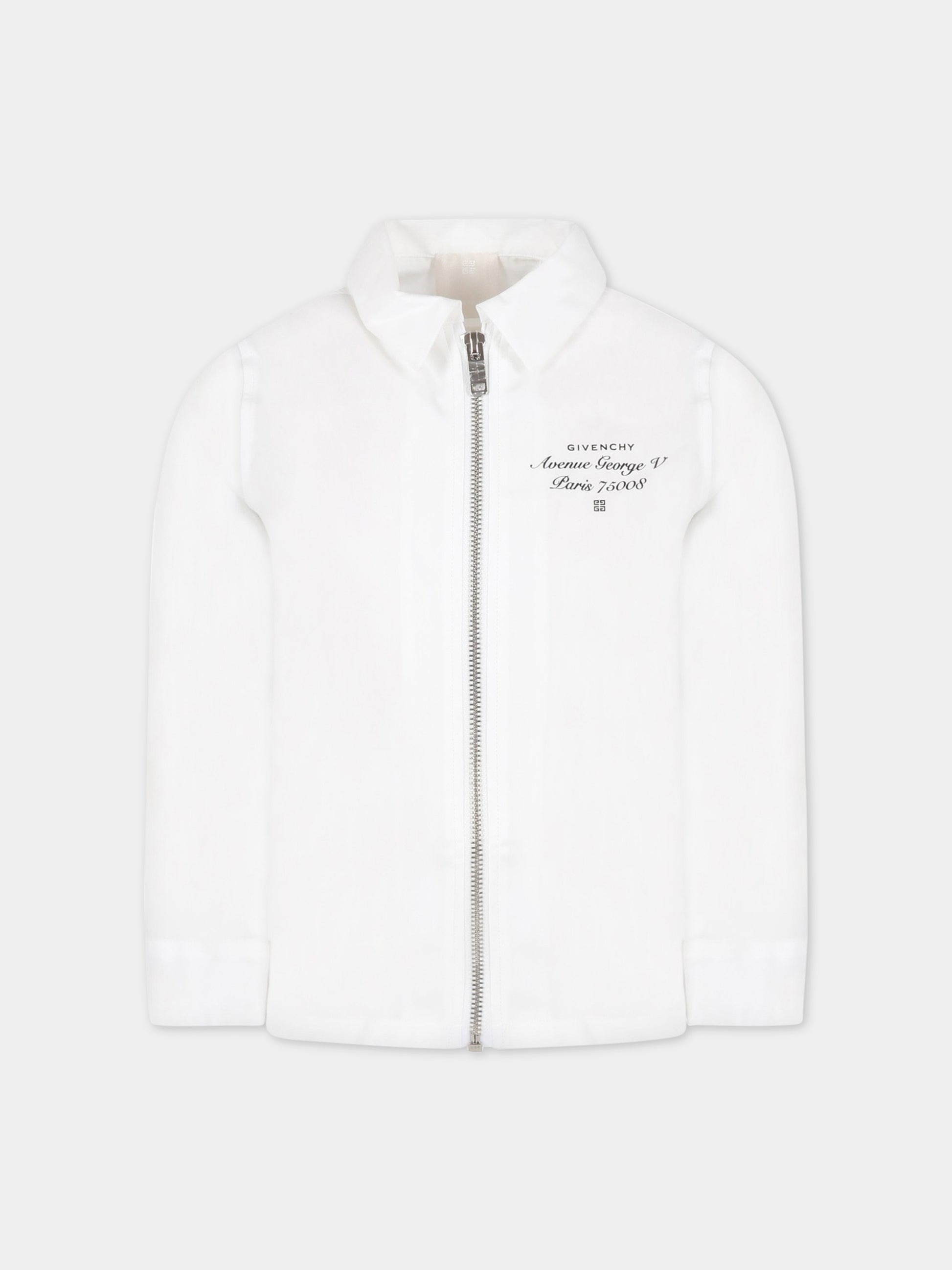 Camicia bianca per bambino con logo nero,Givenchy Kids,H25421 10P