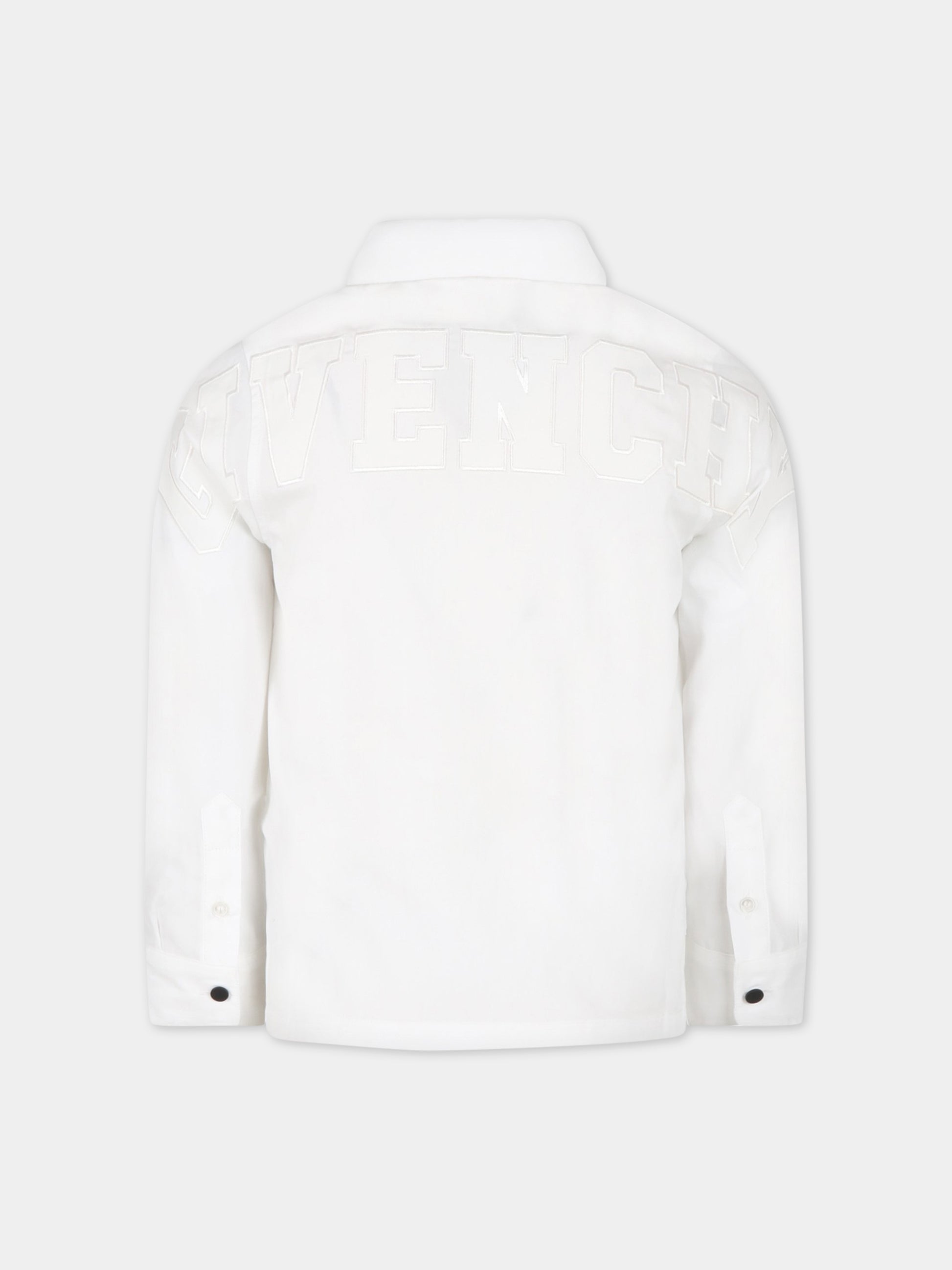 Camicia bianca per bambino con logo nero,Givenchy Kids,H25421 10P