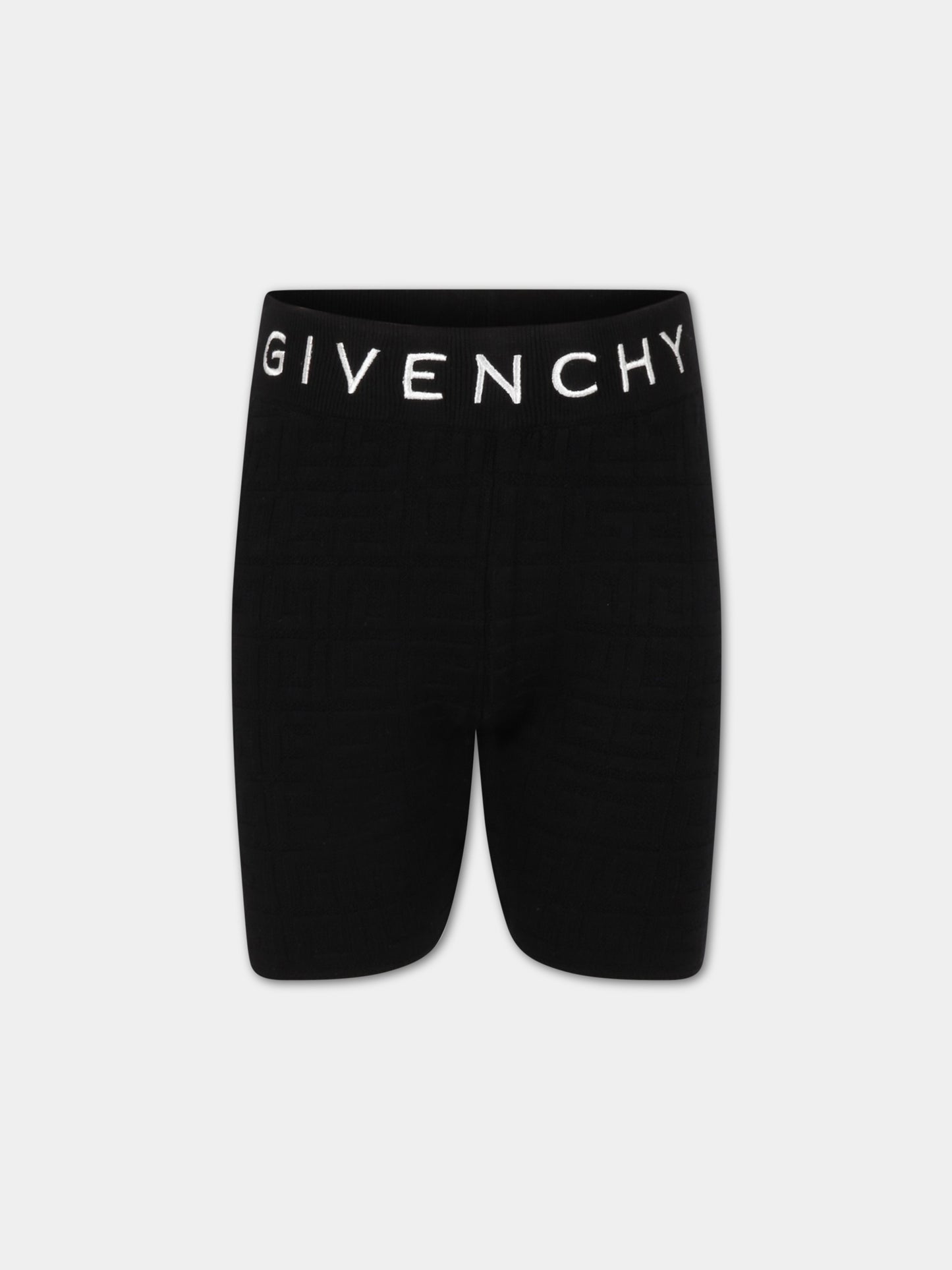 Ciclisti neri per bambina con logo bianco,Givenchy Kids,H14198 09B