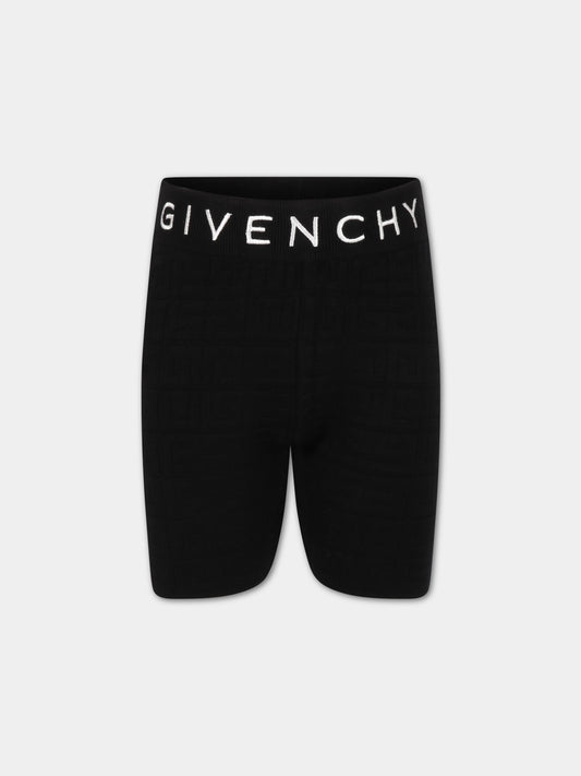 Ciclisti neri per bambina con logo bianco,Givenchy Kids,H14198 09B