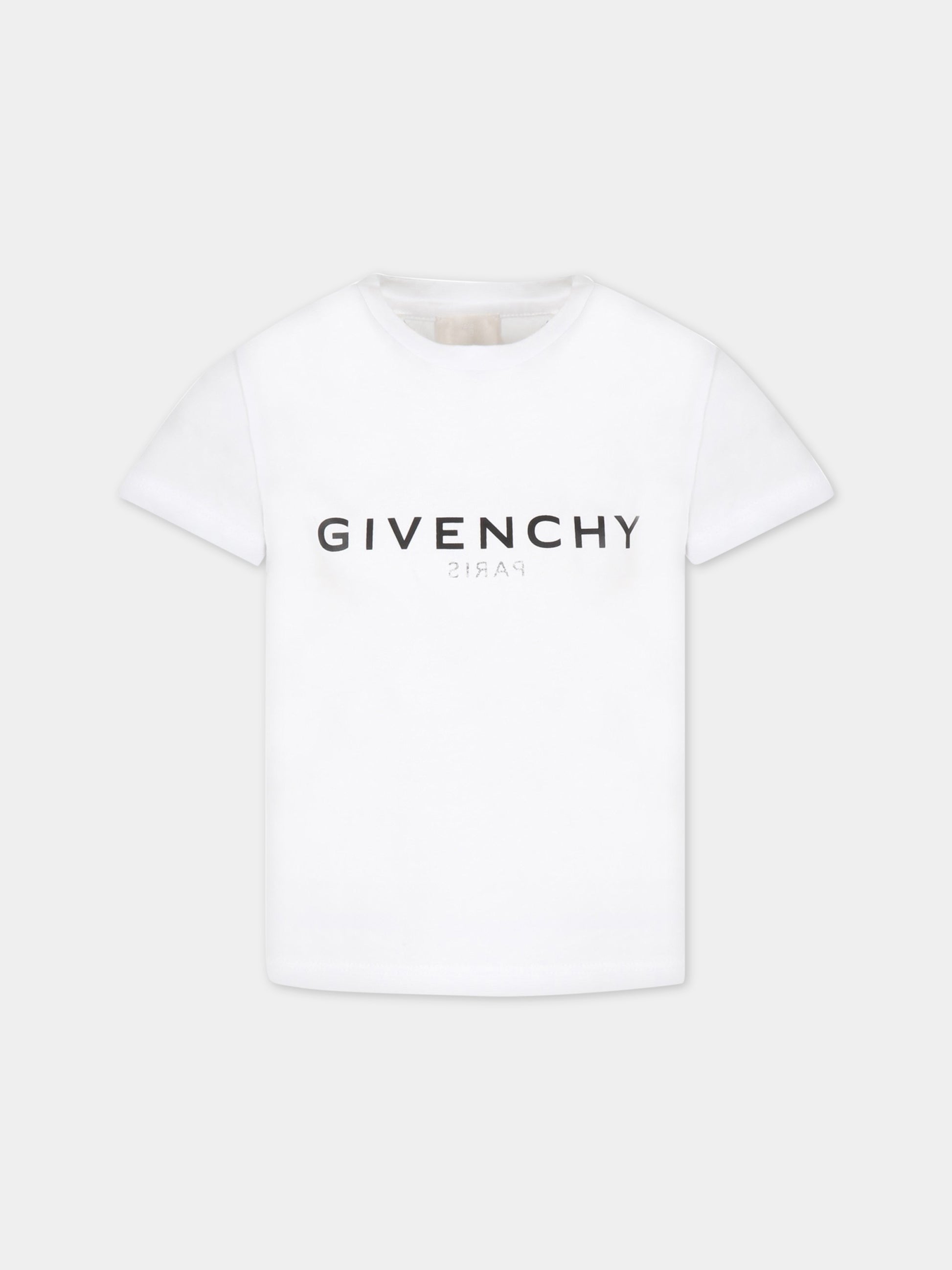 T-shirt bianca per bambini con logo nero,Givenchy Kids,H15296 10P