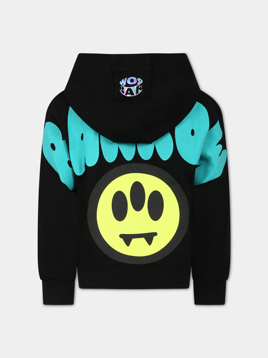 Felpa nero per bambini con iconico smile e logo verde,Barrow,033037 110