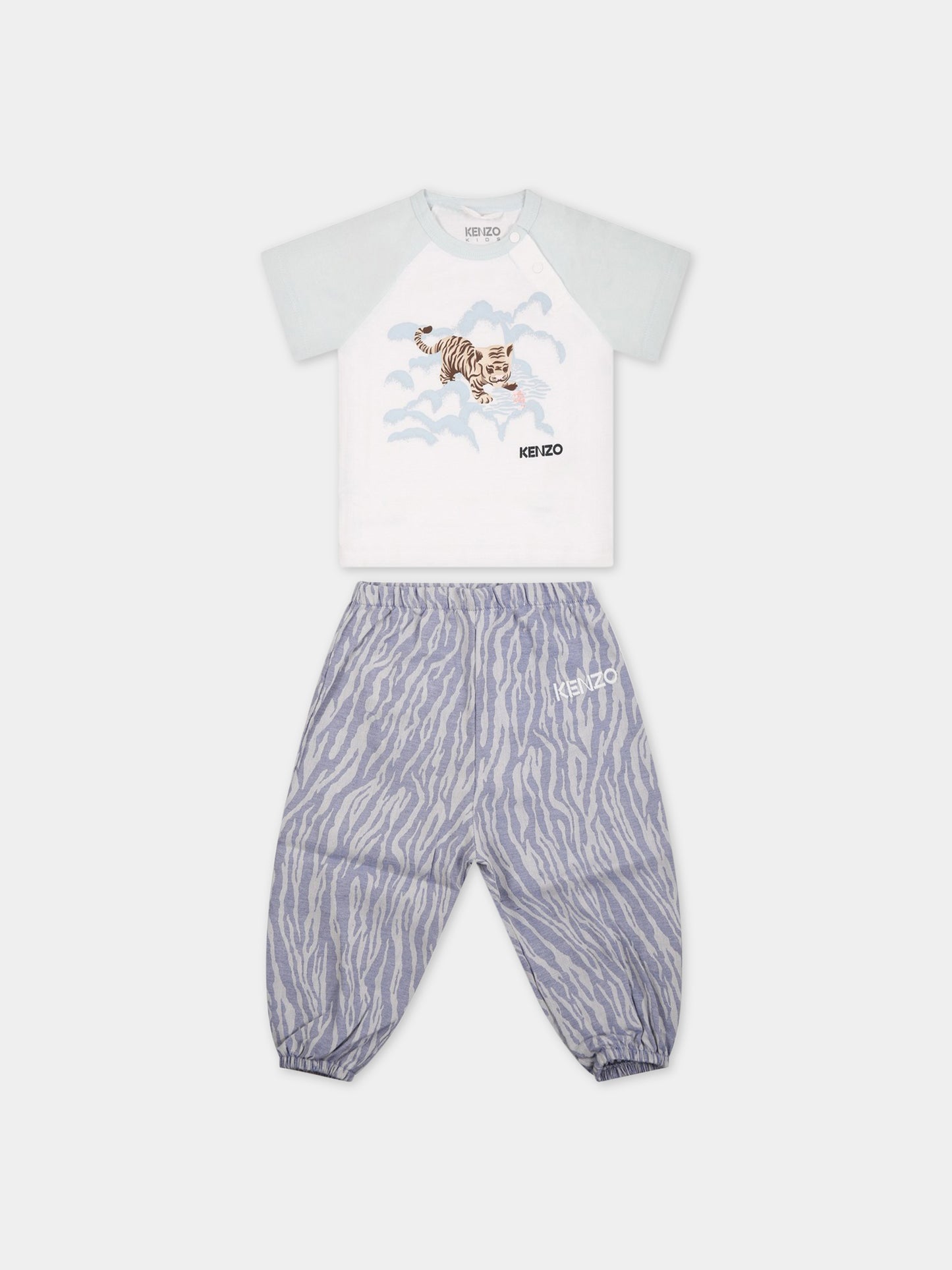 Completo multicolor per neonato con tigre e logo,Kenzo Kids,K98094 78P