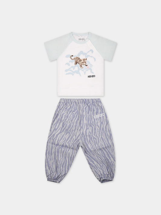 Completo multicolor per neonato con tigre e logo,Kenzo Kids,K98094 78P