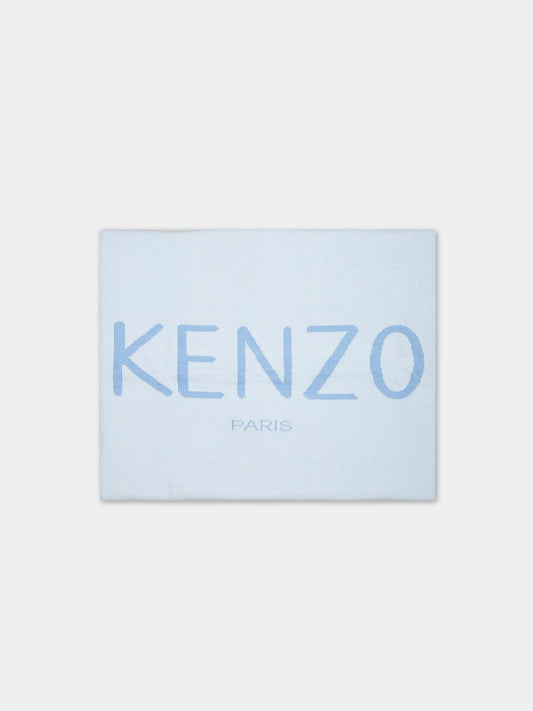 Coperta celeste per bambino con logo,Kenzo Kids,K90098 78B