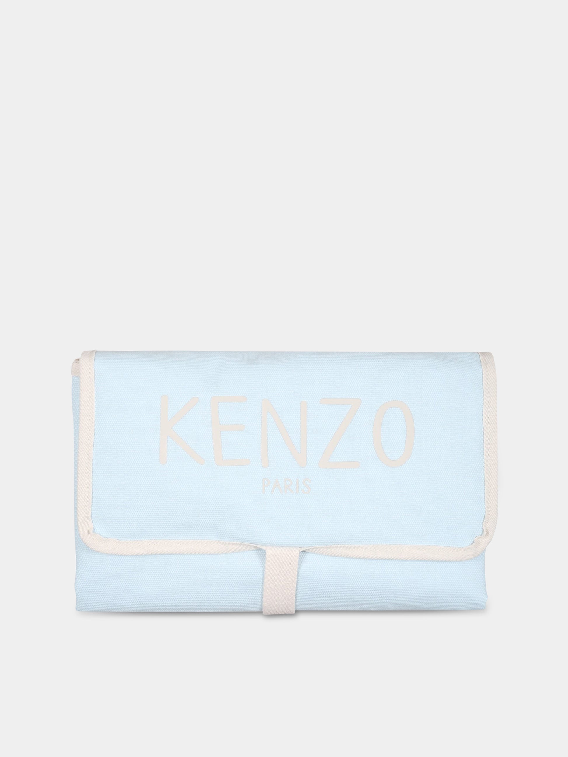 Borsa-mamma celeste per neonato con logo avorio,Kenzo Kids,K90094 78B