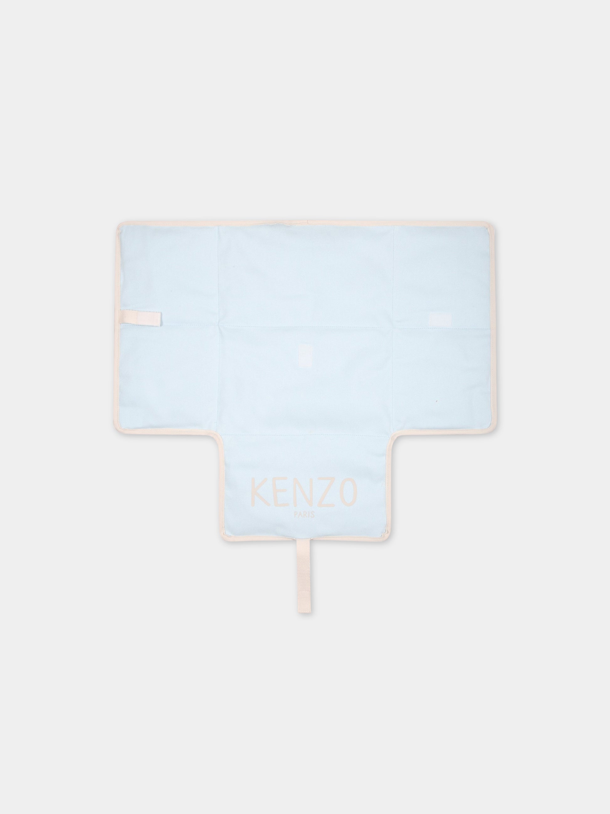 Borsa-mamma celeste per neonato con logo avorio,Kenzo Kids,K90094 78B