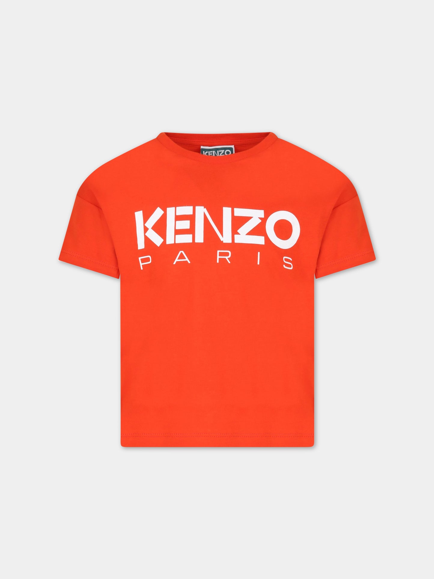 T-shirt arancione per neonata con logo,Kenzo Kids,K15629 987