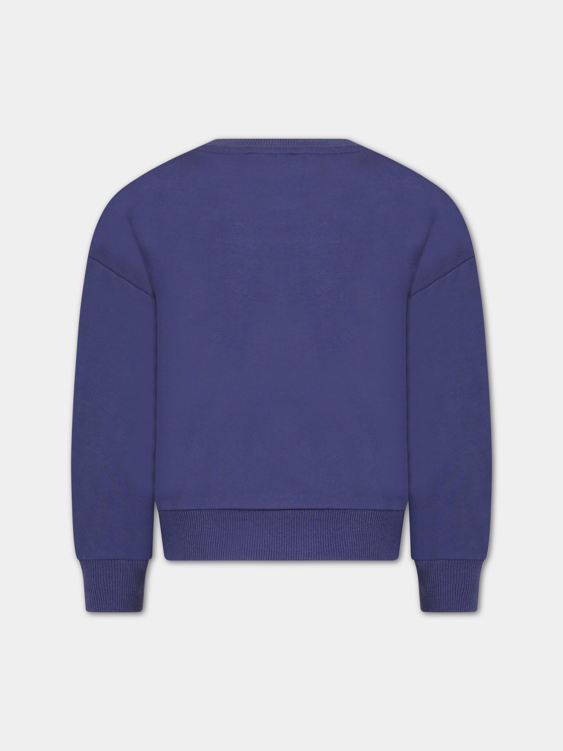 Felpa blu per bambina con logo,Kenzo Kids,K15640 80K