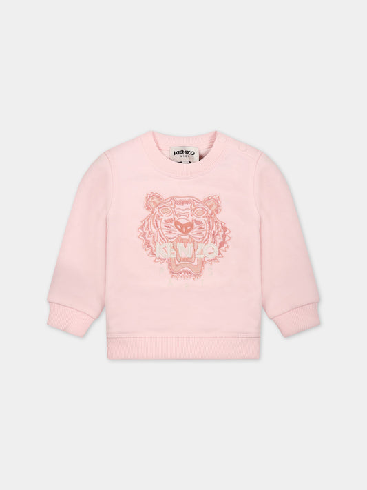 Felpa rosa per neonata con iconica tigre,Kenzo Kids,K05453 44D