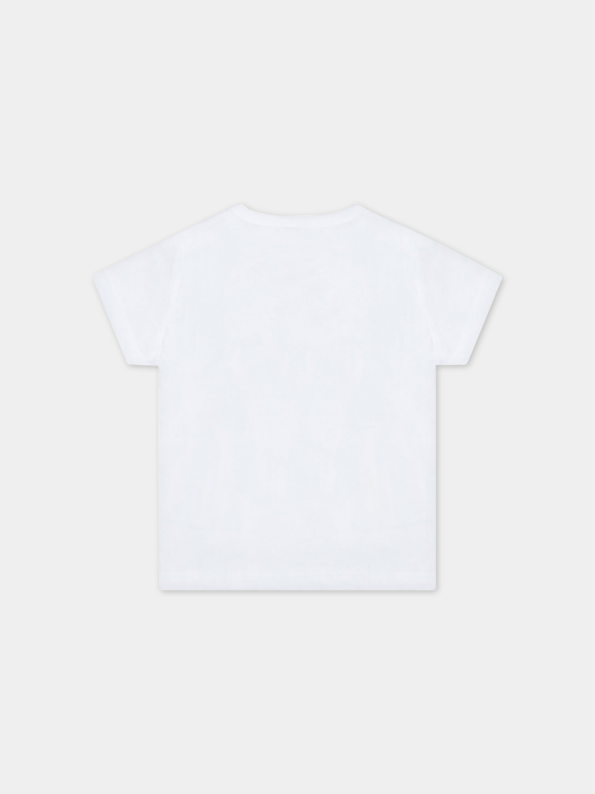 T-shirt bianca per neonata con tigre iconica e logo,Kenzo Kids,K05451 10B