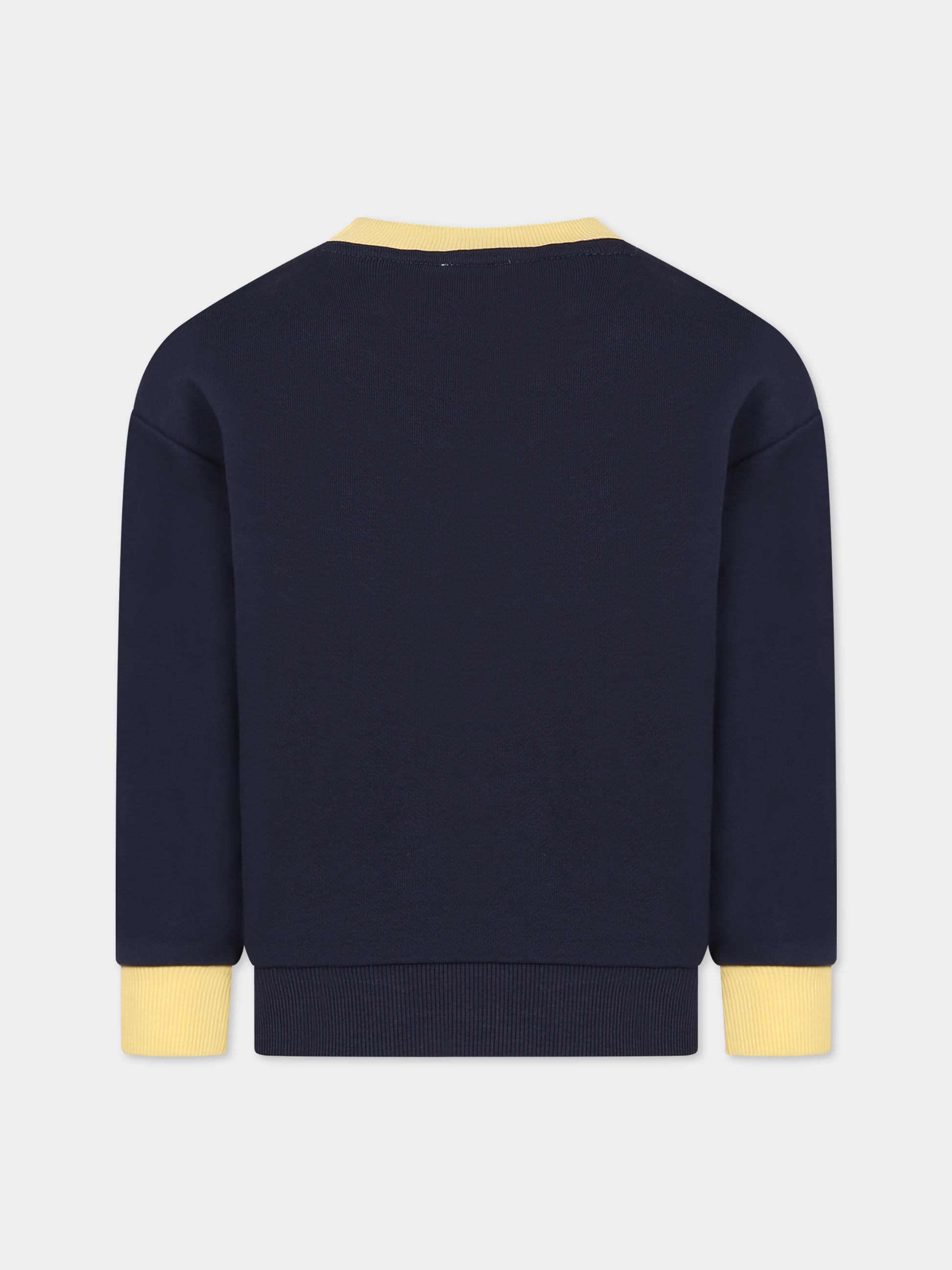 Felpa blu per bambino con Kotora e logo,Kenzo Kids,K25793 857