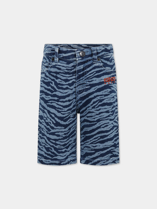 Short blu per bambino con logo,Kenzo Kids,K24309 805
