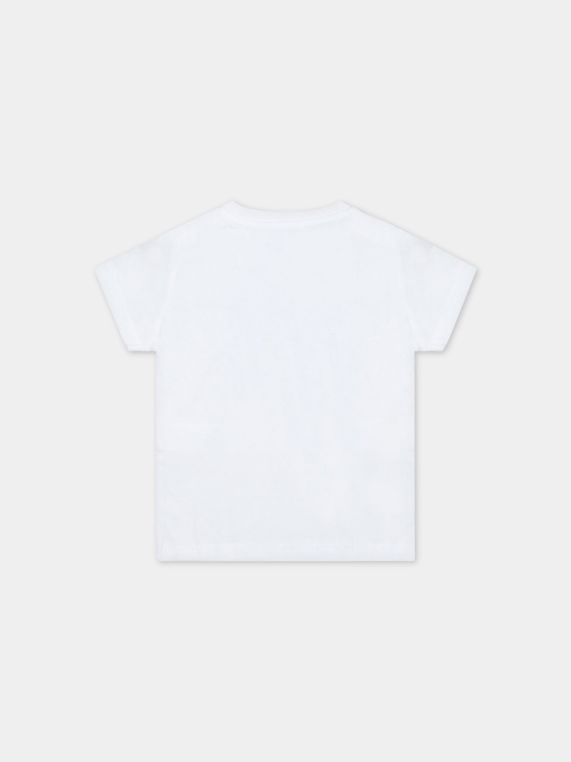 T-shirt bianca per neonato con trigre iconica e logo,Kenzo Kids,K05480 10B