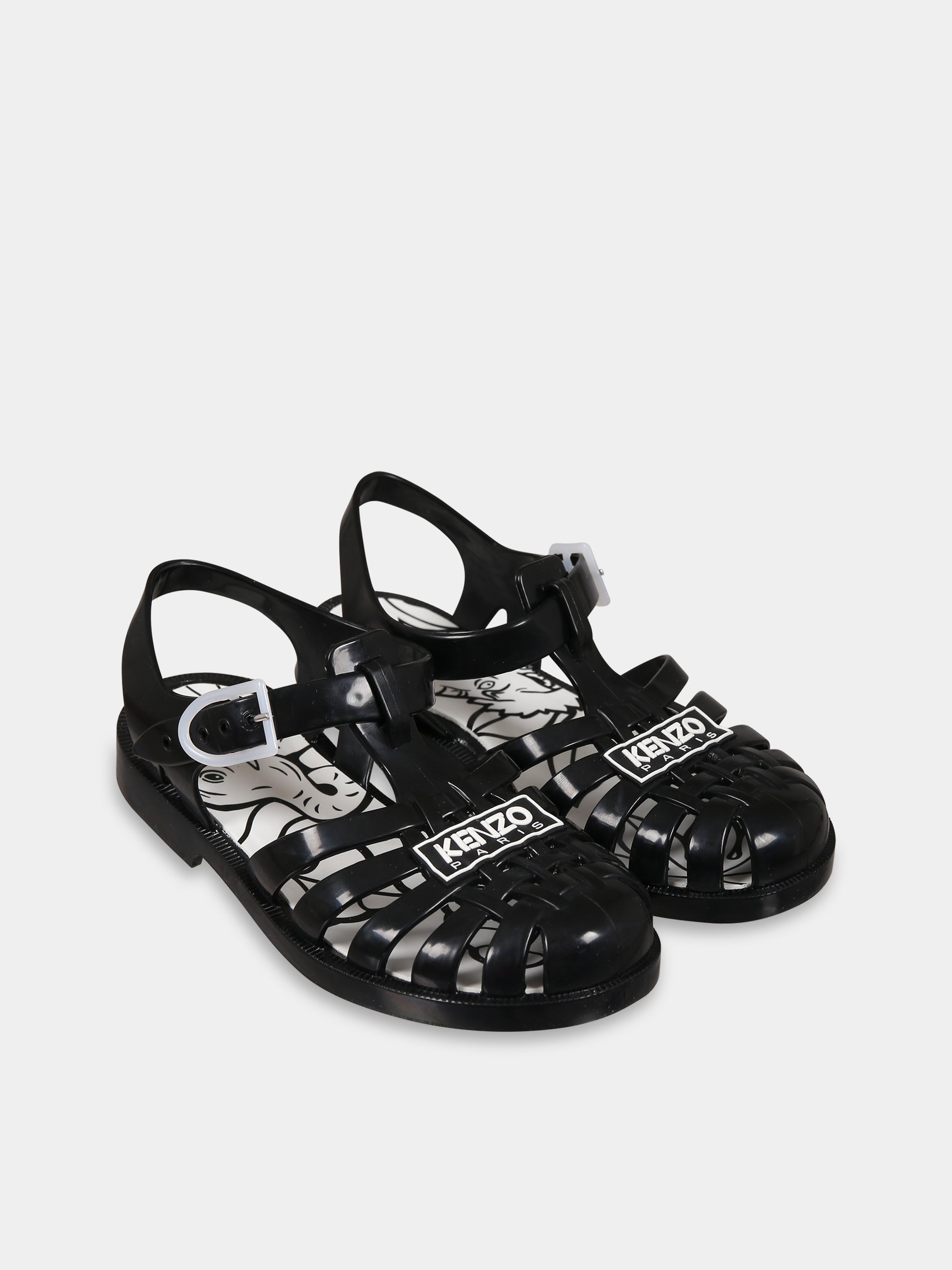 Sandali nero per bambini con logo,Kenzo Kids,K59070 09B