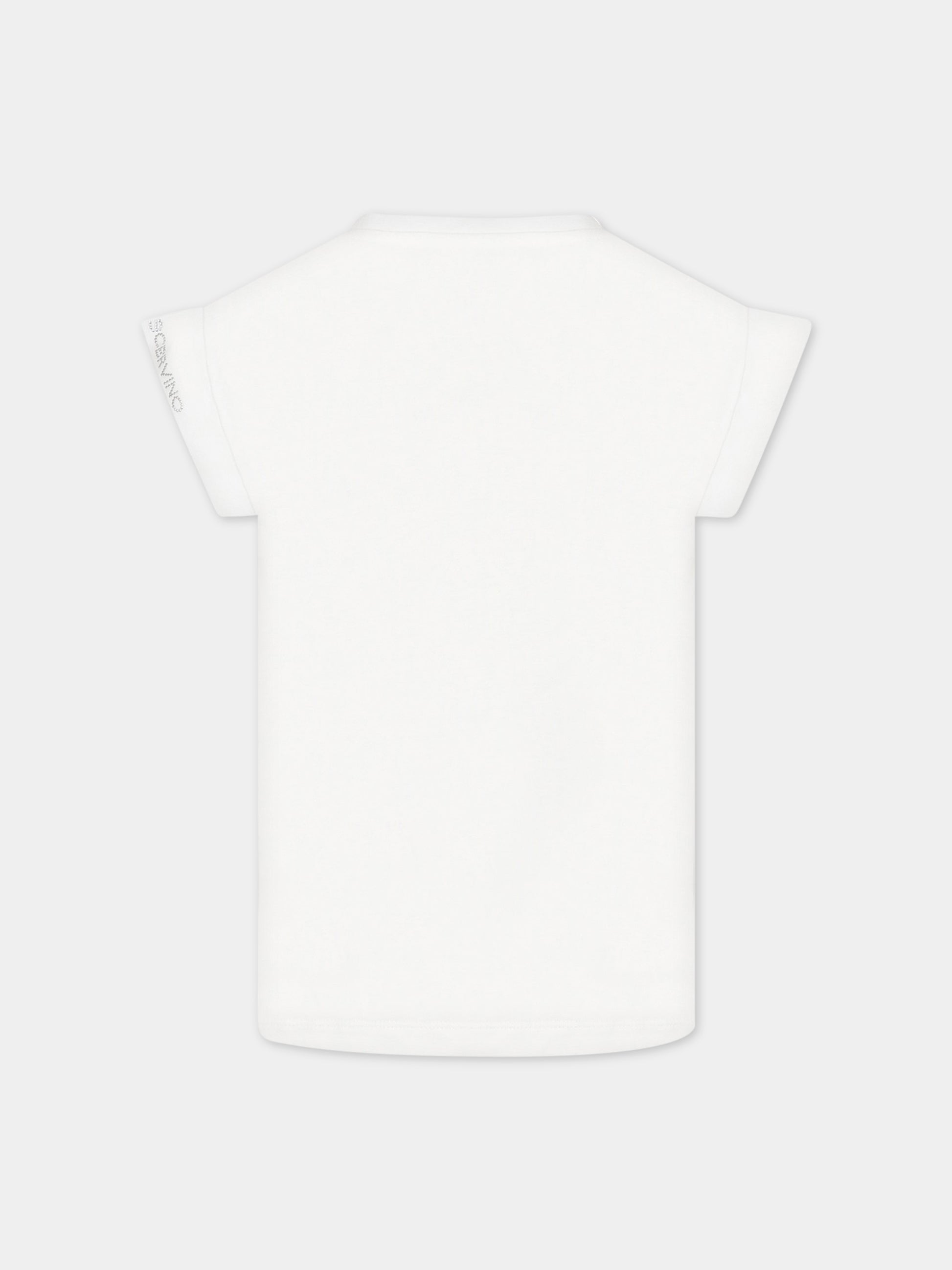 T-shirt bianca per bambina con logo,Ermanno Scervino Junior,SFTS052C JE200 0002