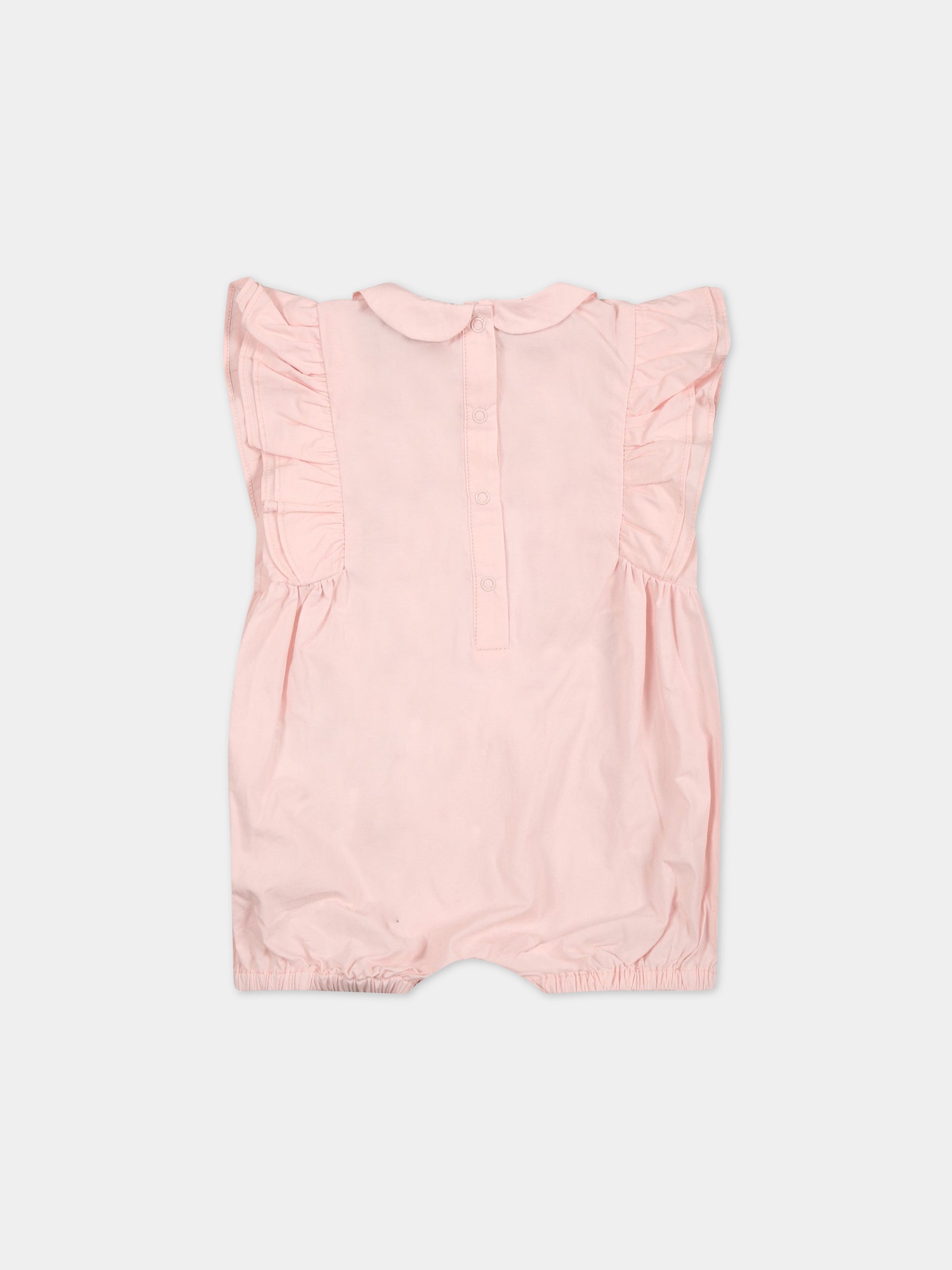 Pagliaccetto rosa per neonata con logo,Ermanno Scervino Junior,SNTU004C CA272 C001